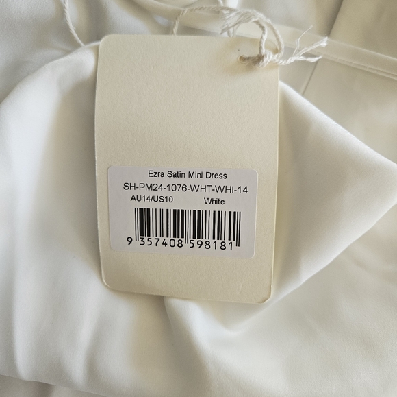 Peppermayo Ezra Satin‎ Mini Dress White Us Size 10 Open Back Halter Top - Picture 7 of 9